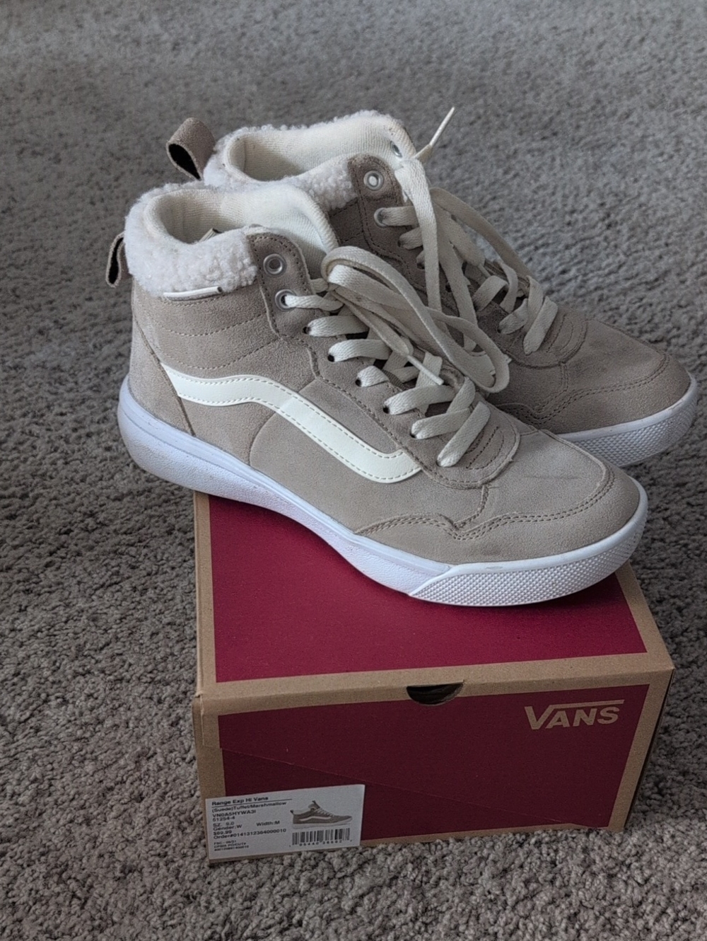 Vans Women's Taupe High-Top Sherpa Skate Sneakers